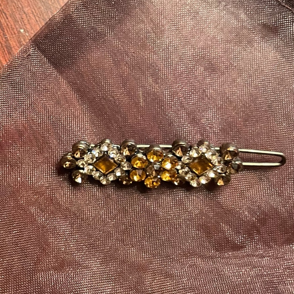 Amber Toned Swarovski Crystal Hair Barrette